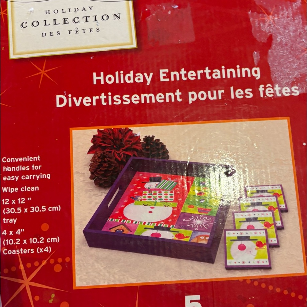 Festive Tray and Coasters Set